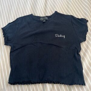 Topshop Black Tee with Embroidered Script